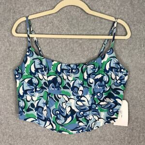 Midnight Sky Crop Top Women Large Floral‎ Tank Corset Linen Coconut Resort Vaca